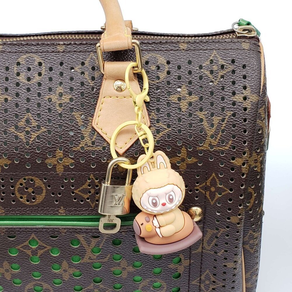 LV Authentic Gold Padlock 🔒 Key Set w/ Unbranded Labubu Keychain Charm